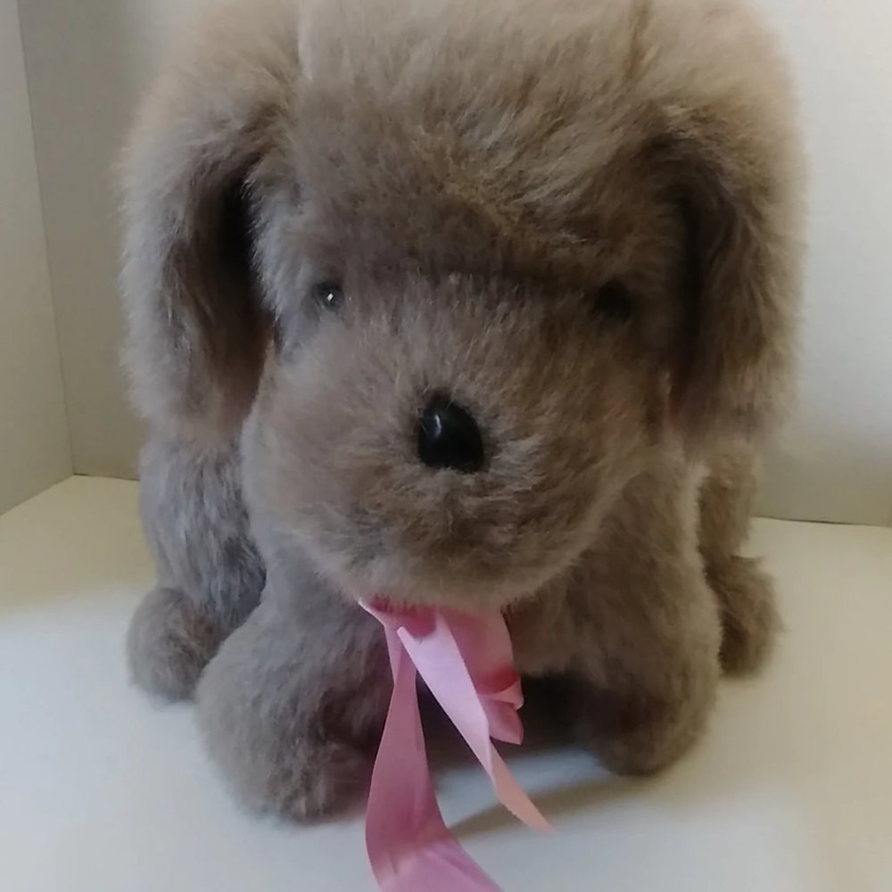 Vintage Sitting Dog Plush 14'' Stuffed Animal